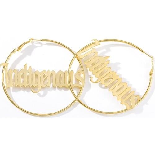 Big Round Circle Custom Two Name Earrings For Women Nameplate Personalized Stainless Steel Pendant Handmade Jewelry Droshipping