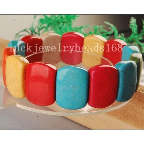 Free Shipping Women Fashion Jewelry Multicolor Howlite Beads Stretch Bracelet 8" FG6062