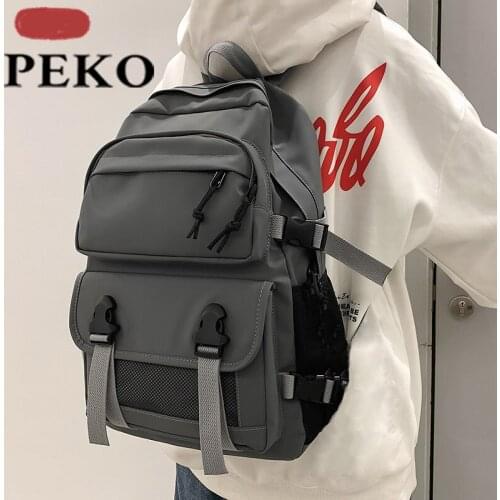 BRAND Large Capacity Mens Backpack Unisex Anti-Theft Backpack Solid Color Multi-Pocket School Bag Male Travel Backbag Bookbag