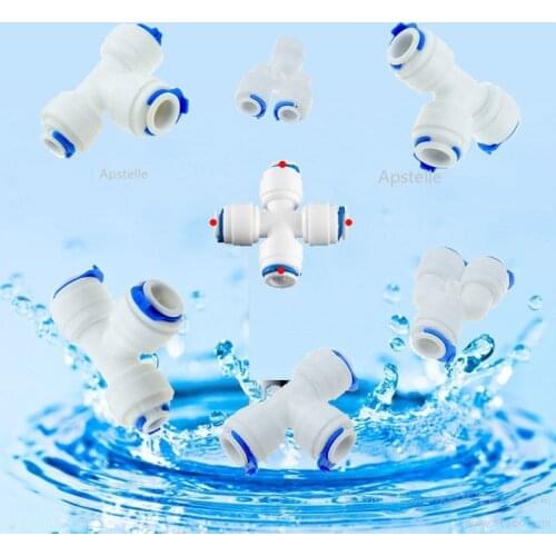 Reverse Osmosis Quick Coupling 1/4 3/8 Hose Connection Tee Y Connector + Way Equal Elbow Straight RO Water Plastic Pipe Fitting