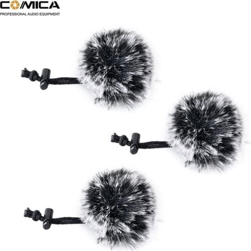 Comica Wind Muff CVM-MF1 Outdoor Furry Microphone Windscreen Deadcat for Clip on Lavalier Lapel Microphone(3 Pack)