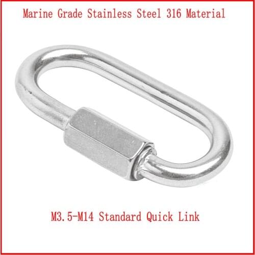 HQ ML01 Marine Grade Stainless Steel 316 Quick Link Chain Rope Connector Climbing Lock Backpack Shackle Hook Chain Buckle