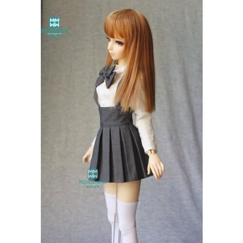 BJD doll clothes fits 60cm 1/3 BJD doll fashion White shirt temperament shirt pleated skirt wine red black gray khaki