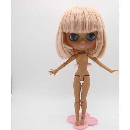 Joint body Nude blyth Doll pink hair black skin 092077