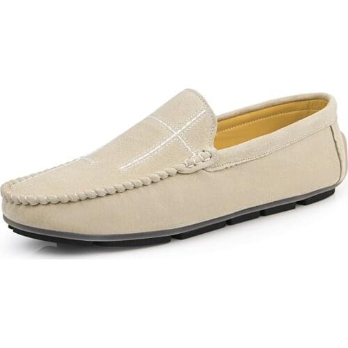 Leather Men Loafers Comfortable Moccasins Mens Casual Shoes Durable Anti Slip Driving Male Shoes Soft-Sole Men Driver Shoes