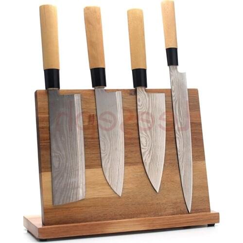 Magnetic Kitchen Knife Block(Natural Wood),Knife Holder,Knife Organizer Block,Knife Dock,Cutlery Storage Rack, Scissor Holder