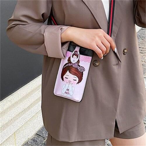 Mini Crossbody Bags Women Fashion Anime Cartoon Retro Shoulder Messenger Mobile Phone Bag PU Leather Small Female Bag Girls' Bag