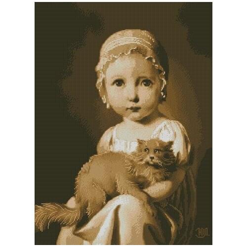 Girl with a Cat Sewing Kit Top Quality Embroidery Needlework 14CT Unprinted Art Cross Stitch Kits DIY Handmade Decor