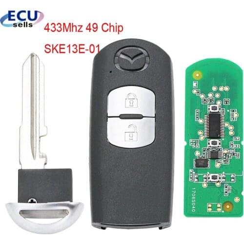 New Smart Remote Key Fob2 Button 433Mhz 49 Chip For Mazda 3 6 CX-4 CX-5 MX-5 SKE13E-01 With small Key