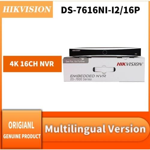 Original Hikvision 16CH DS-7616NI-I2/16P NVR 4K 12MP H.265+ 2SATA 16 POE Port HDMI VGA Plug & Play With Anpviz IP Camera