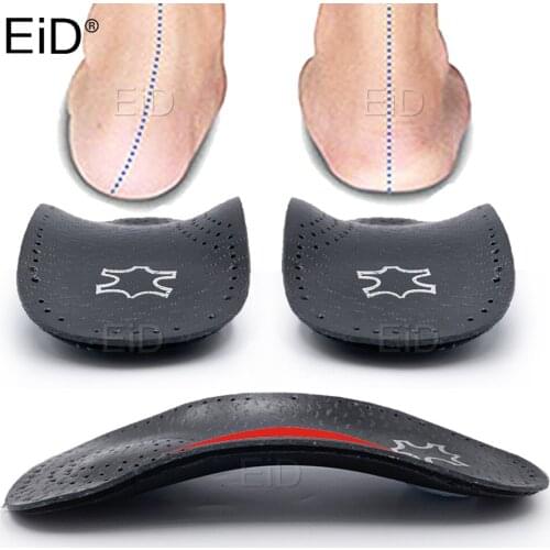 EiD Leather Orthotic Insole arch support Flatfoot Orthopedic Insoles for feet Ease Pressure Of Damping 3/4 Cushion Pads Unisex