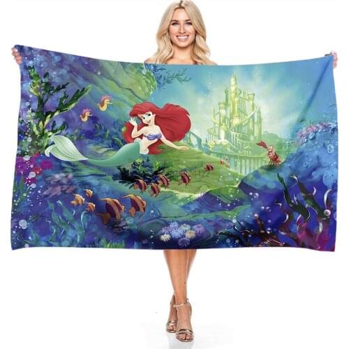 Ariel Disney Princess 3d Printed Beach Towel Microfiber Bath Towel for Adult Children Boy Girl Bathroom Gifts 140x180cm Big Size