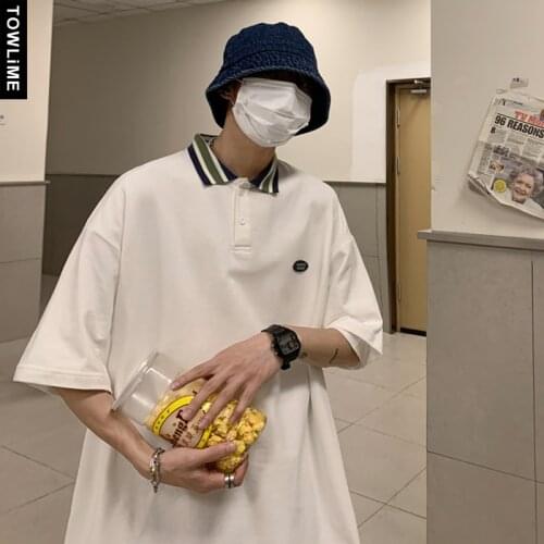 Summer New Fashion Harajuku Men Lapel Casual Short Sleeve Polo Shirts Japanese Streetwear Women Oversize Half Sleeve Tops