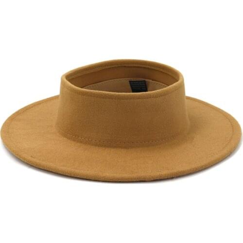 Fedora hat empty top autumn and winter men and women new big brim hat Korean fashion woolen empty top jazz hat top hat