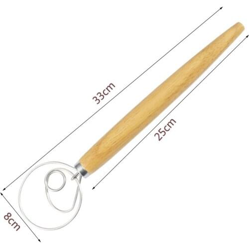 Kitchen Danish Dough Whisk Mixer Blender Admixer with wood Handle For Cake Dessert Bread Pizza Pastry Making baking Tool