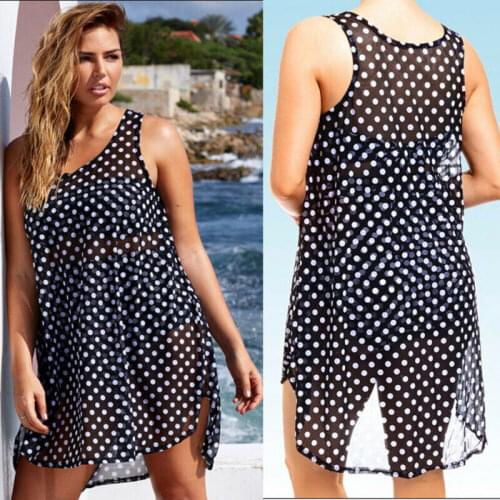 Women Cover-Ups Swimwear Bikini Polka Dot Bikini Cover Up Chiffon Bathing Suit Large Swimwear Women Beach Dress Sexy