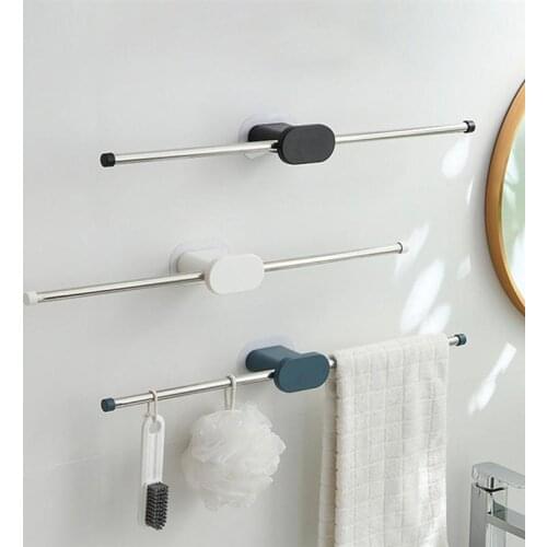 1pc No Drilling Towel Rack Bathroom Towel Wall Holder Simple Towel Storage Rack Laundry Storage Holder