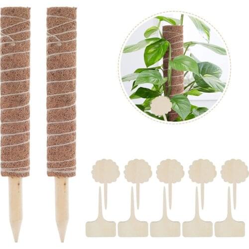 2pcs Coir Moss Totem Pole Plant Extension Support Support Stick w/ 10 Labels