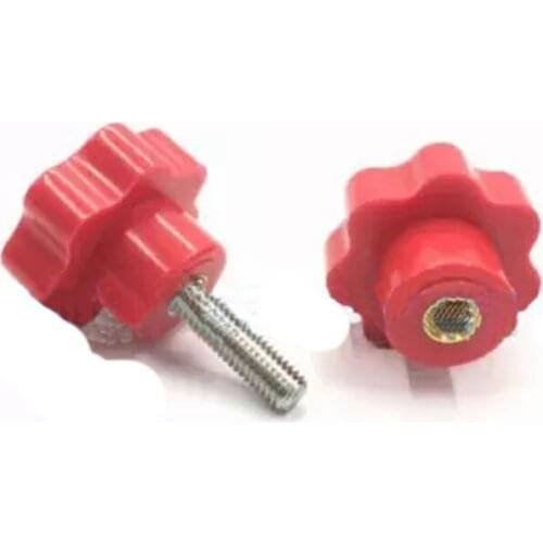 2pcs M6 stainless steel Red seven star handle Plum bakelite type hand torx screw Seven-corner knob 10mm-50mm Length