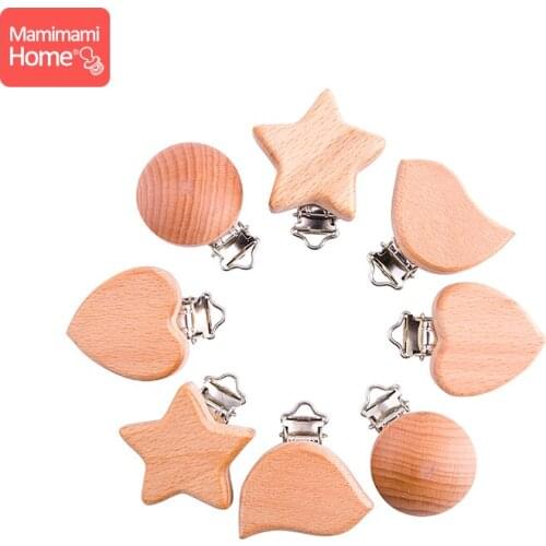 20pcs Wood Pacifier Clips Baby Wooden Teether Rodent Blank DIY Pacifier Chain Nipple Holder Child Chewing Toy Gift Soother Clasp