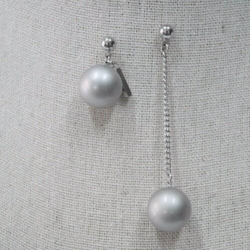 2016 New Elegant Jewelry Water Long Gray Pearl Earrings Jewelry Silver Drop Earrings For Women