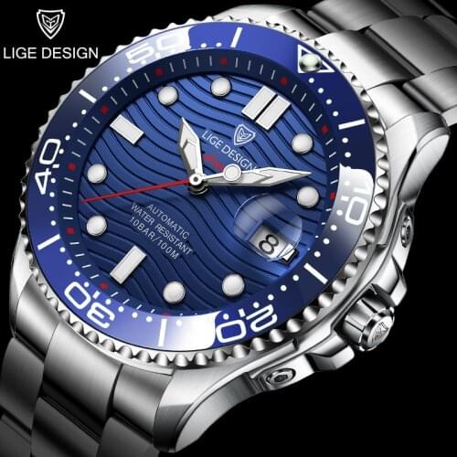 2021 LIGE Top Brand Luxury Sapphire Glass Men Watches Automatic Mechanical Watch Stainless Steel Waterproof Watch Reloj Hombre