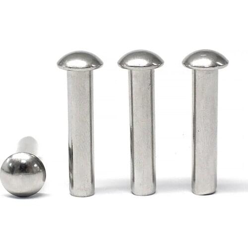 30pcs M0.8 304 stainless steel round head rivets pan solid percussion rivet knock rivetings tap riveting GB865 2mm-8mm length