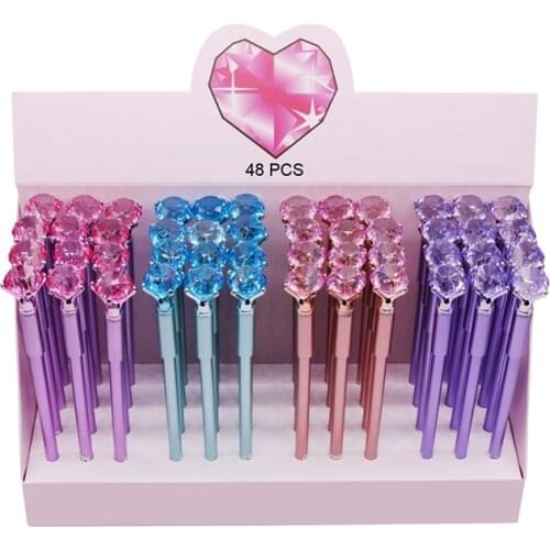 48 pcs 0.5mm Crystal Gel Pen Student School Office Liquid-Ink Writing Pen Smooth Writing Gift Pen