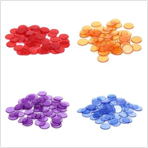 50Pcs 5 Colors Transparent Counters Counting Bingo Chips Plastic Markers Bingo Supplies