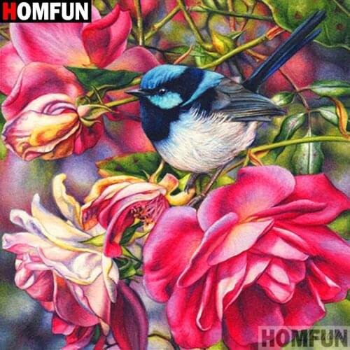 HOMFUN Full Square/Round Drill 5D DIY Diamond Painting "Birds and flowers" 3D Diamond Embroidery Cross Stitch Home Decor A19186