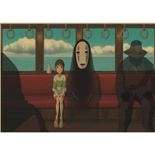 Anime Spirited Away Miyazaki Hayao Retro Art Decor Bar Wall Decor Quality Canvas Painting living Kids Room Home Decor Poster