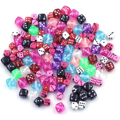 50Pcs Spacer Beads Dice Cube Acrylic Dot Colourful For Charms Necklace Jewelry Decoration Bracelets DIY Findings 6x6mm 9x9mm