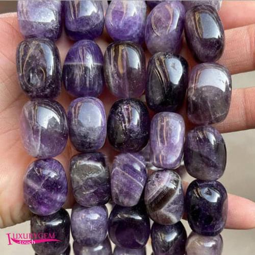 Natural Amethysts Crystal Stone Spacer Loose Beads High Quality 15x20mm Smooth Irregular Shape DIY Gem Jewelry Making 38cm a3735