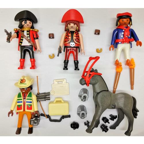 5pcs Playmobil Geobra pirate & Gray Horse Action figure toy Collectible P1F