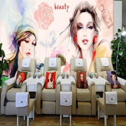 Custom photo wallpaper custom Bedroom wallpaper watercolor beauty Makeup shop nail shop background wall mural