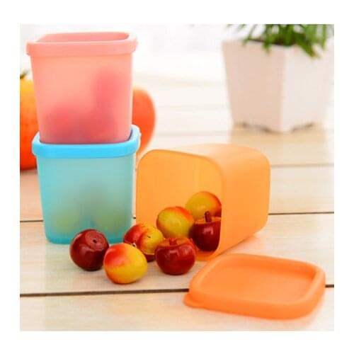 3 Pcs/lot Refrigerator crisper sealed transparent plastic box , kitchen sorting food storage box 3 colors Free Shipping