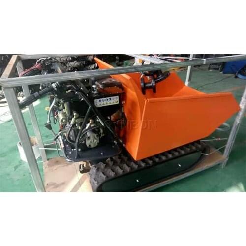 New CE Hydraulic Mini transporter Crawler Dump truck Electric Start Gasoline Trolley 500kg