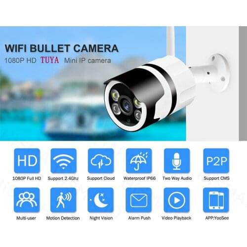 Tuya 1080P IP Camera Outdoor Security Camera WIFI Color Night Vision Metal Surveillance CCTV Camera Wireless Wired Waterproof