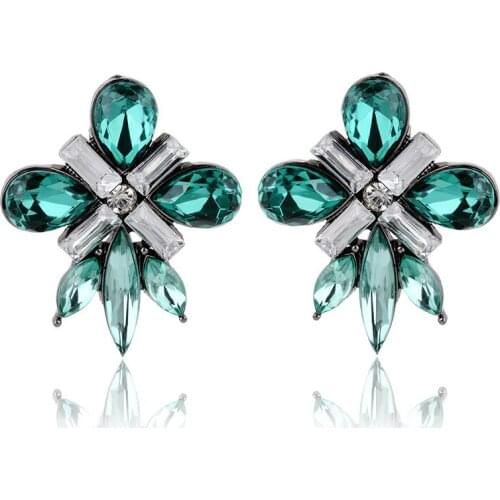 TODOX New Korean Personality Fashion Jewelry Earrings For Women Retro Geometric bohemia colorful Crystal Female Elegant hot