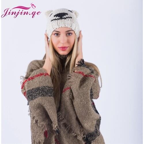 Jinjin.QC Winter Hats for Women Beanies Warm Wool Knitted Hat Ladies Crochet Skullies Beanies Girl Gorro Ski Cap Female Bonnet