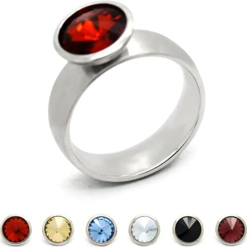 BOFEE Stainless Steel Ring Women Men Crystal Engagement Mood Rings Bague Silver Anniversary Party Fashion Jewelry Gift Wholesale