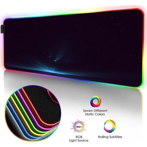 Planet RGB Mouse Pad star Black Gamer Accessories Large LED MousePad XXL Gaming Desk Mat PC Desk Play Mat with Backlit anime rug