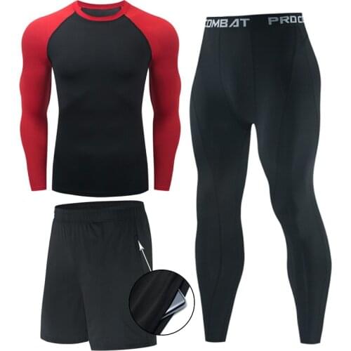 Mens Running sets Gym Tight Sport Clothing Basketball Training Tracksuit Fitness Jogging Clothes Compression Sports jersey