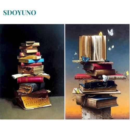 SDOYUNO 60x75cm Paint By Numbers Kits Frame DIY Magic Book Oil Painting By Numbers On Canvas Scenery Digital Hand Painting Decor