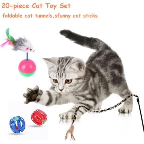 20-piece Set Of Pet Cat Toy Combo Set, Cat Toy, Funny Cat Stick, Sisal Ball, Cat Supplies, Interactive Funny Cat Toy Set