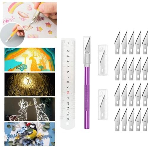 22x Hobby Razor Knife Set w/Blades Case ( Blades fits knife) Stencil Ruler