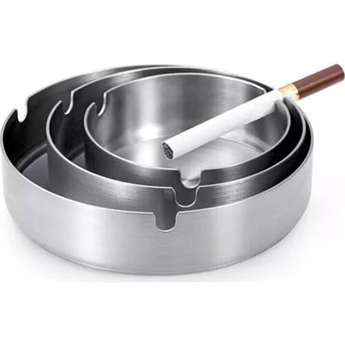 Cigar Ashtray Tabletop Round Stainless Steel Ash Tray Suitable for Cigarette Ash Holder for Home Hotel Restaurant Indoor Outdoor