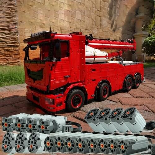 NEW RC Power Function Technic MOC 29848 Bat Truck off-road Building Block Bricks Model 8X8 Trailer Rescue Crane Tow Truck
