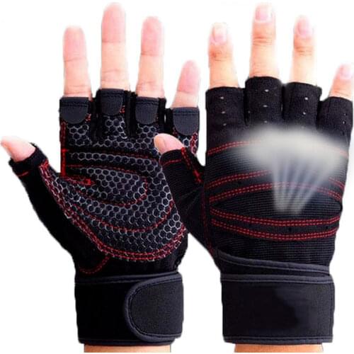 Fingerless Fitness Gym Outdoor Sports Hot Motorcycle Gloves Men Women Guantes Half Finger RED Black Breathable Tactical Gloves