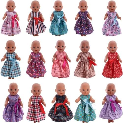 15 Pattern Dress With Bow Tie Wear Fit 18 Inch American&43 CM Baby Doll Clothes Accessories,Girls Toys,Generation,Birthday Gift